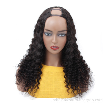 ISEE HAIR 2020 New Arrival High Quality Cheap Deep Wave Clip In Curly Human Hair U Part Wig